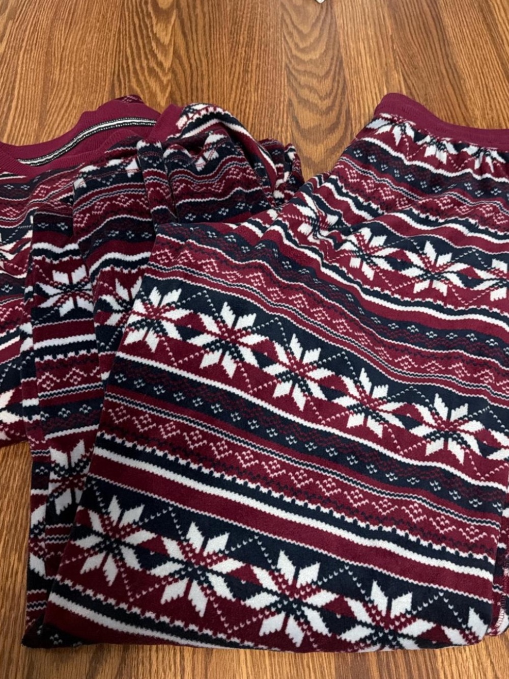 Nautica Burgundy, Navy & White Snowflake Pajama Set